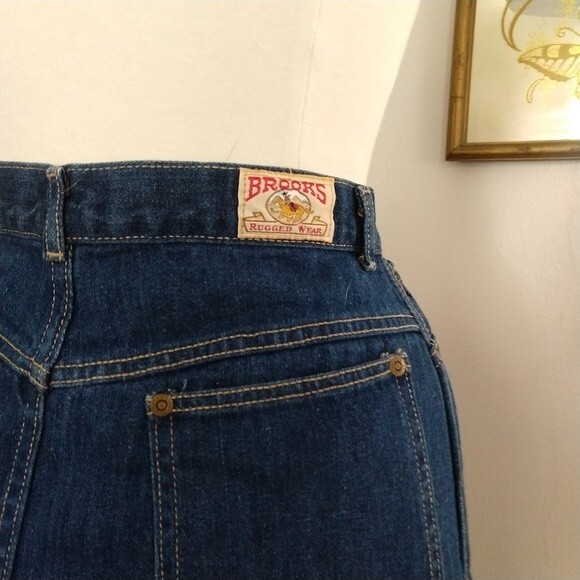Vintage Brooks Rugged Wear Dark Wash Denim Skirt 28" Waist - Picture 3 of 8